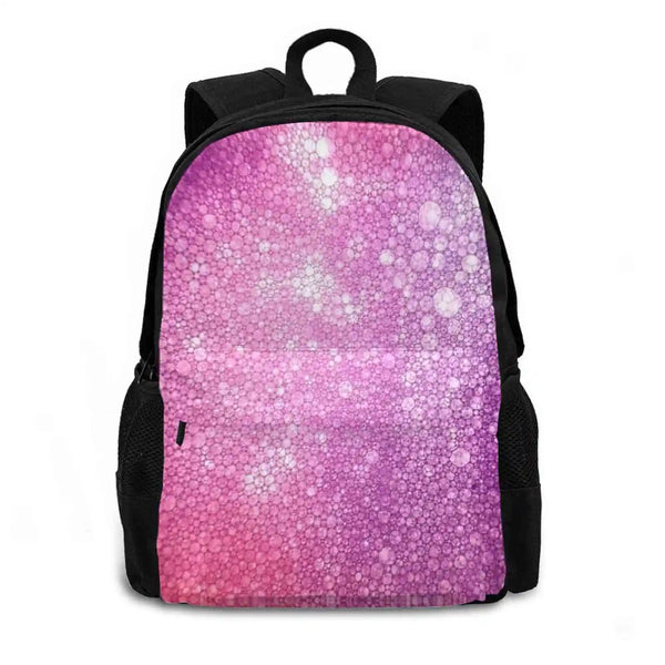 Purple Pink Foam Bubbles Microscope 40x Backpack For Student School Laptop Travel Bag Ink Purple Pink Space Galaxy Solar System