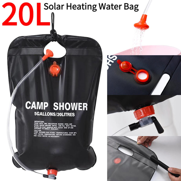 20L Water Bottle Camping Shower Solar Heating Folding Water Canister Camping Bucket Bottle Pouch Water Bag Camping Supplies