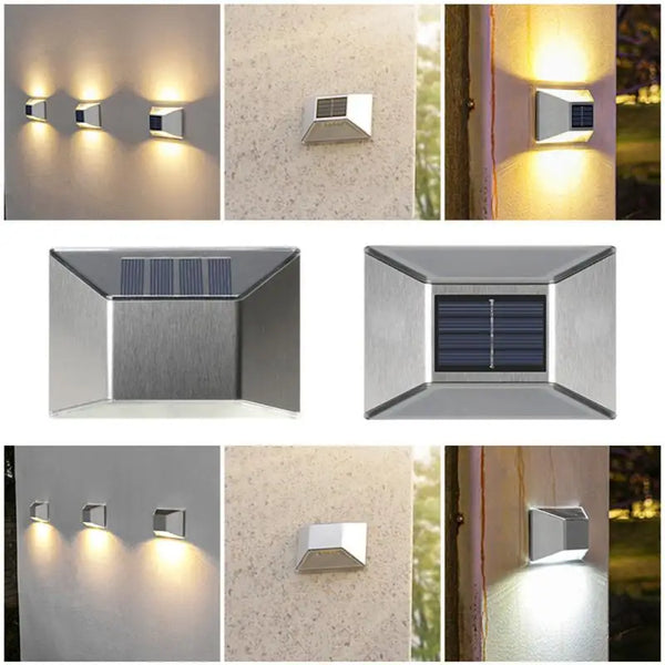 Energy Saving Stainless Steel Solar Power Garden Yard Garage Lights Longer Endurance Solar Decorative Wall Lights