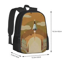 The Adventure Continues 3D Print Design Backpack Student Bag Spaceships Rockets Space Travel Spaceman Retro Solar System Dorm