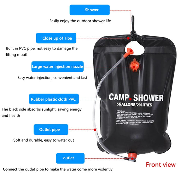 20L Water Bottle Camping Shower Solar Heating Folding Water Canister Camping Bucket Bottle Pouch Water Bag Camping Supplies